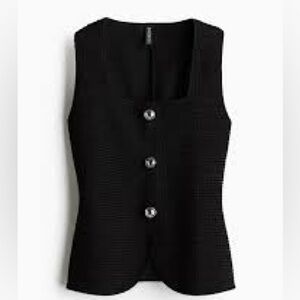 H&M's DIVIDED Black Textured Jersey Vest NWT Size Medium
